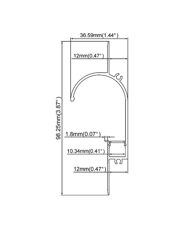 The dimension of LB248 wall washer LED profile