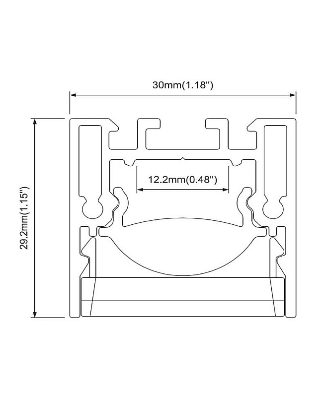 Anti-glare LED profile with 15 degree lens