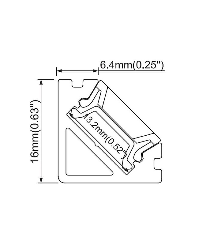 The dimension of small corner LED aluminum profile