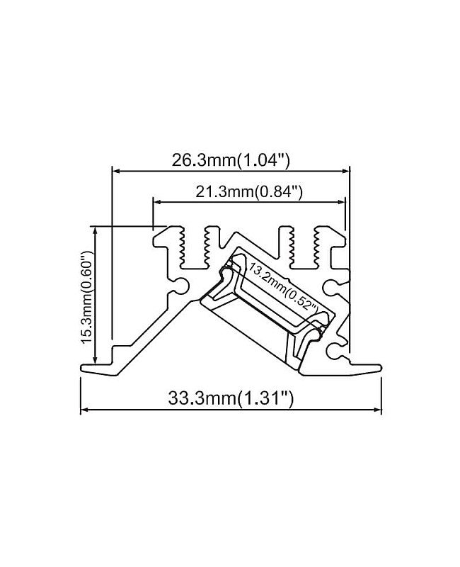 The dimension of black recessed anti-glare LED channel