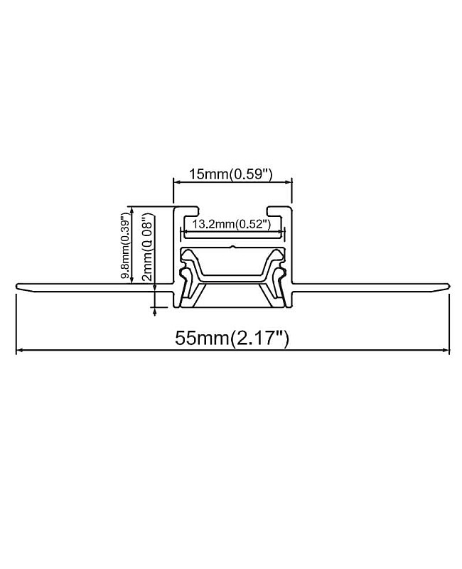 The dimension of anti-glare plaster-in aluminum LED extrusion