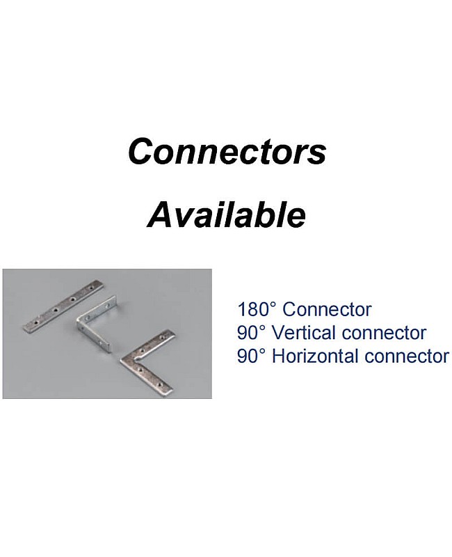 Three connectors available for trimless plaster-in LED channel