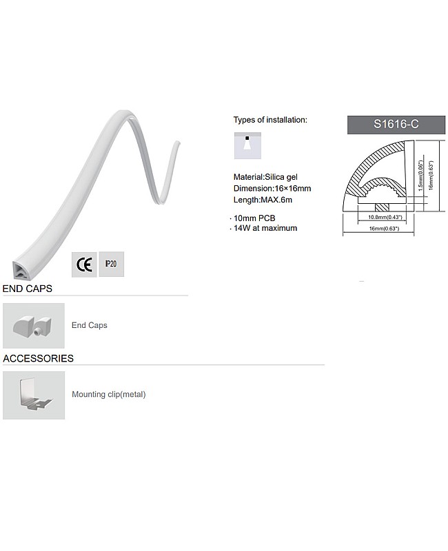 The details of the silicone angled LED channels