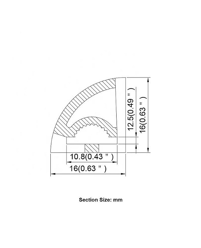 The dimension of the 45 degree flexible LED strip channels