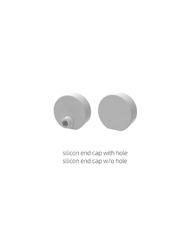 End caps for soft diffused round silicone light diffuser