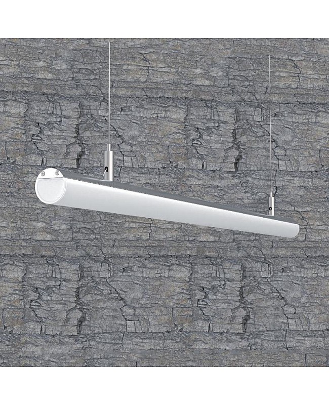 The round LED profiles installed on the ceiling for hanging lights