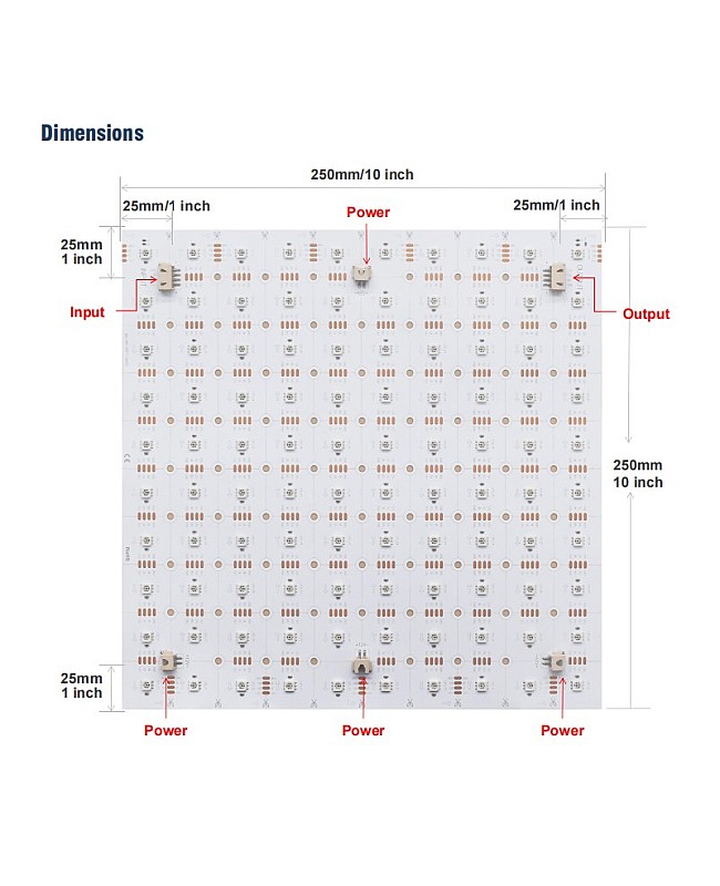 Linkable LED Sheet Dimensions