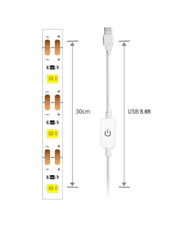  USB Sewing Machine Light Strip, 5V 30CM LED Sewing Light Strip  with Touch Dimmer and Adhesive Clips, 18 Dimmable LED Fit Sewing Machines,  Kitchen Cabinet, Baby Cribs (White) : Arts, Crafts