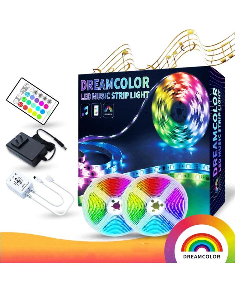 spille klaver milits specifikation Dreamcolor LED Strip Light Kit With 24Keys Music LED Controller