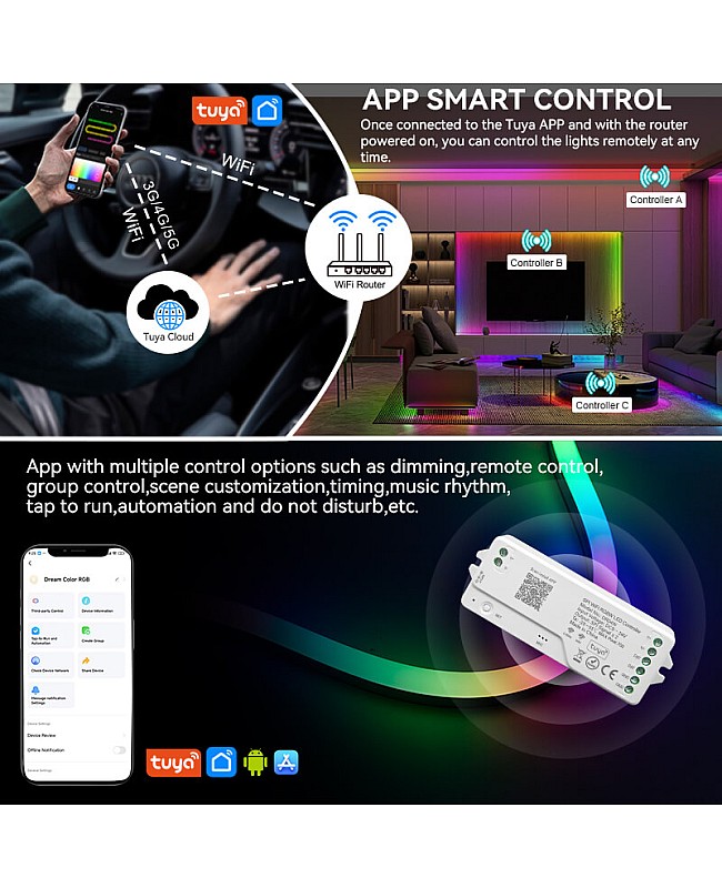 DR04W Tuya WiFi SPI LED Controllers For Addressable Lights