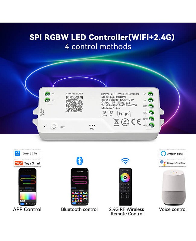 DR04W Tuya WiFi SPI LED Controllers For Addressable Lights