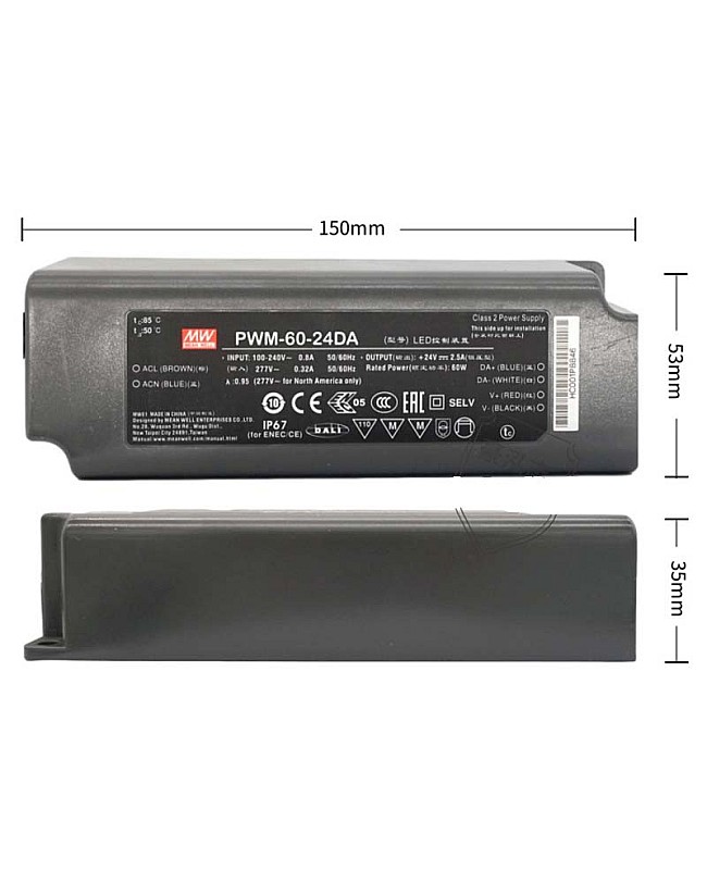 Meanwell Waterproof Dimmable Switching Power Supply PWM-60