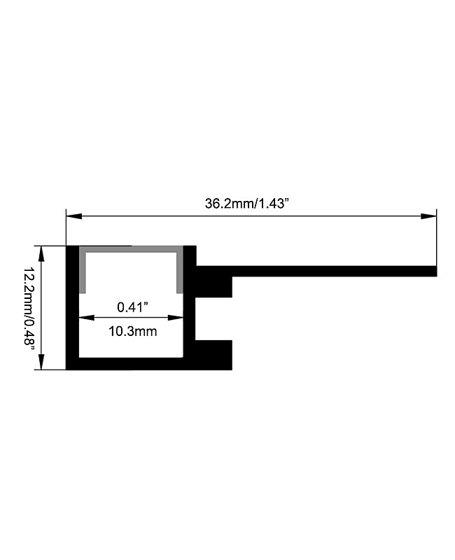 The dimension of low-profile flexible LED channel fro seamless lighting