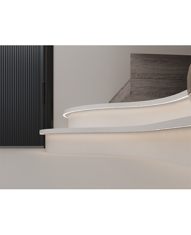 Mud-in LED strip channels for staircase edge lighting