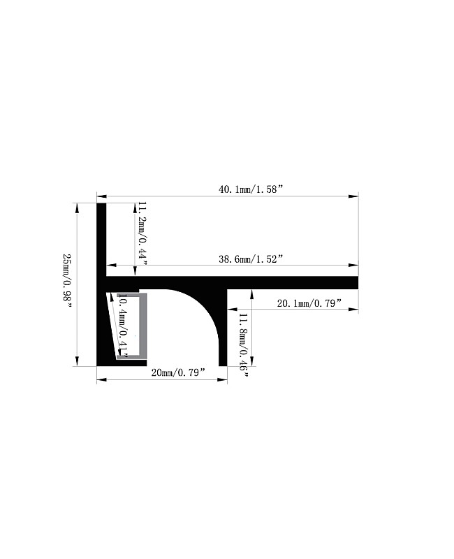 The dimension of bending LED tape channels