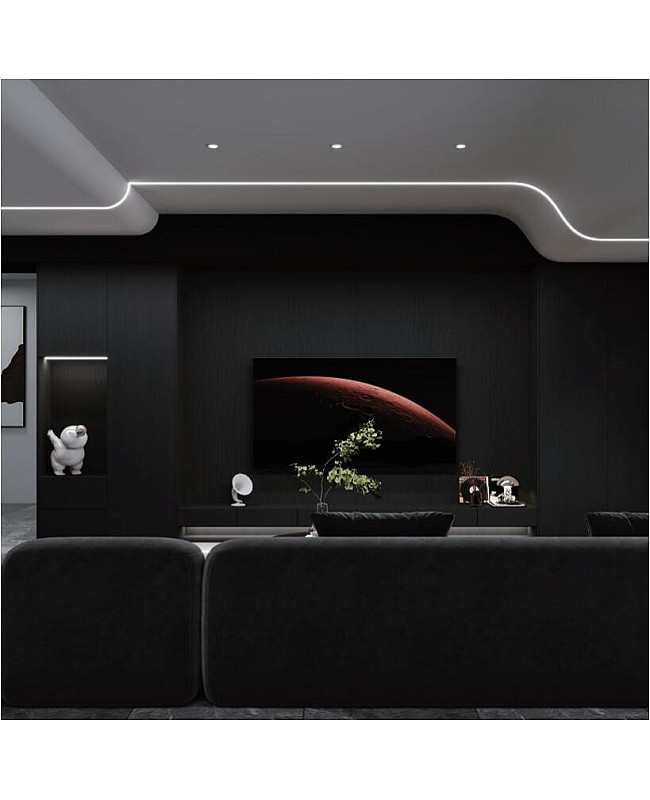 Seamless curved trimless LED profiles for interior design