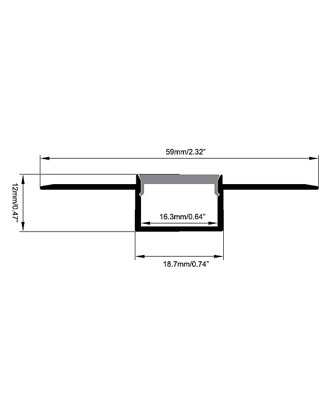 The dimension of curved drywall strip LED channel