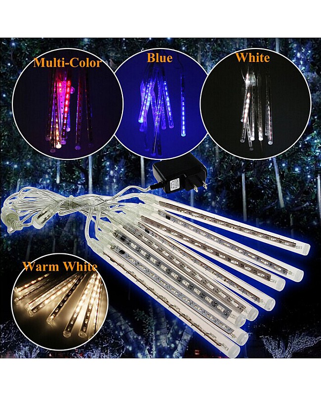 led meteor shower rain lights waterproof 8 tubes string for xmas