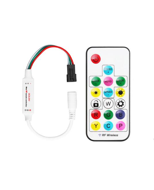 SP104E Mini Inline SPI LED Controller With 17 Keys RF Remote