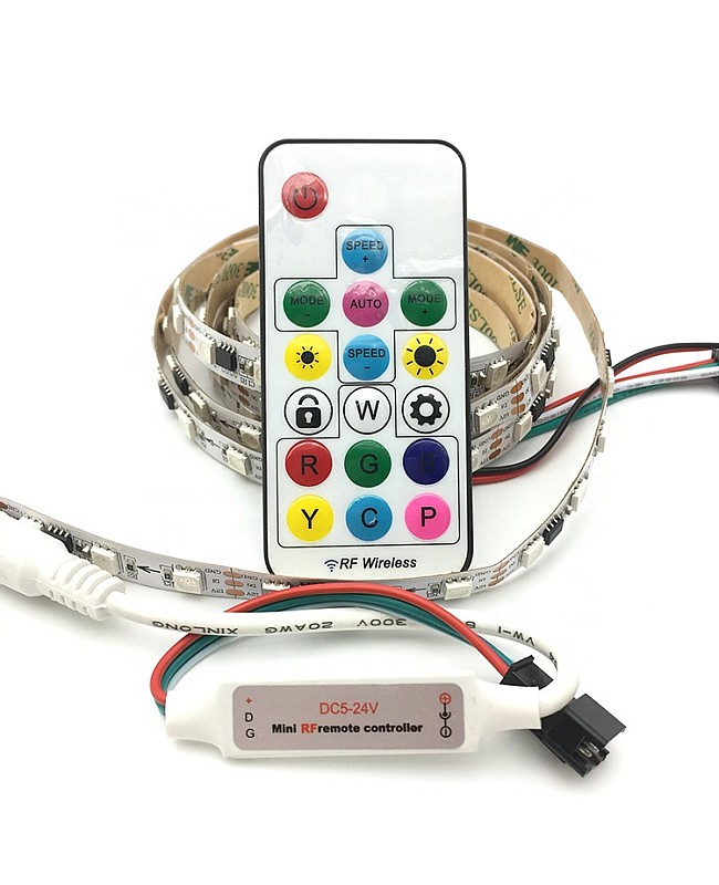 SP104E Mini Inline SPI LED Controller With 17 Keys RF Remote