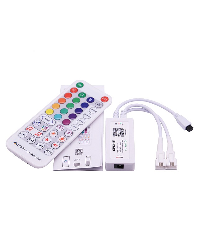 SP511E pixel LED controllers come with remote control and user manual