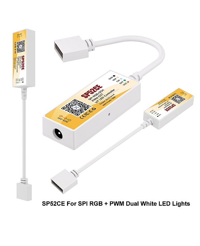 SP52CE for addressable RGB + dual white light strips