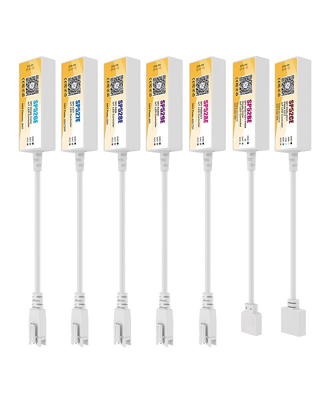 The WiFi SPI smart strip lighting controller features a compact design and is lightweight, allowing for voice/APP/remote control.