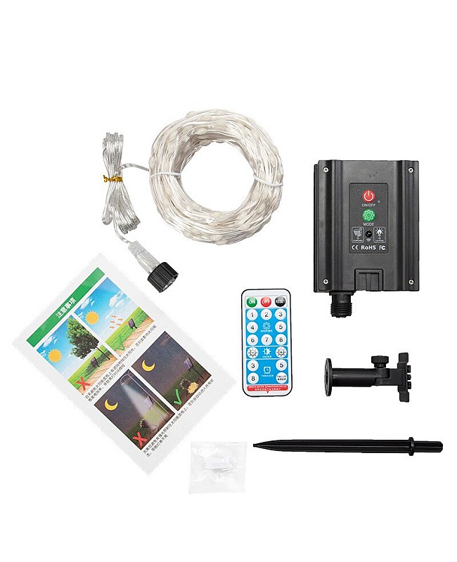 What items are included in the package of solar string lights