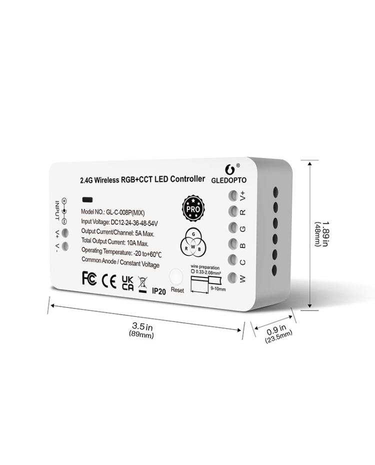 Avl Løse Credential Gledopto GL-C-008P Mix RGB CCT Zigbee LED Strip Remote Controller