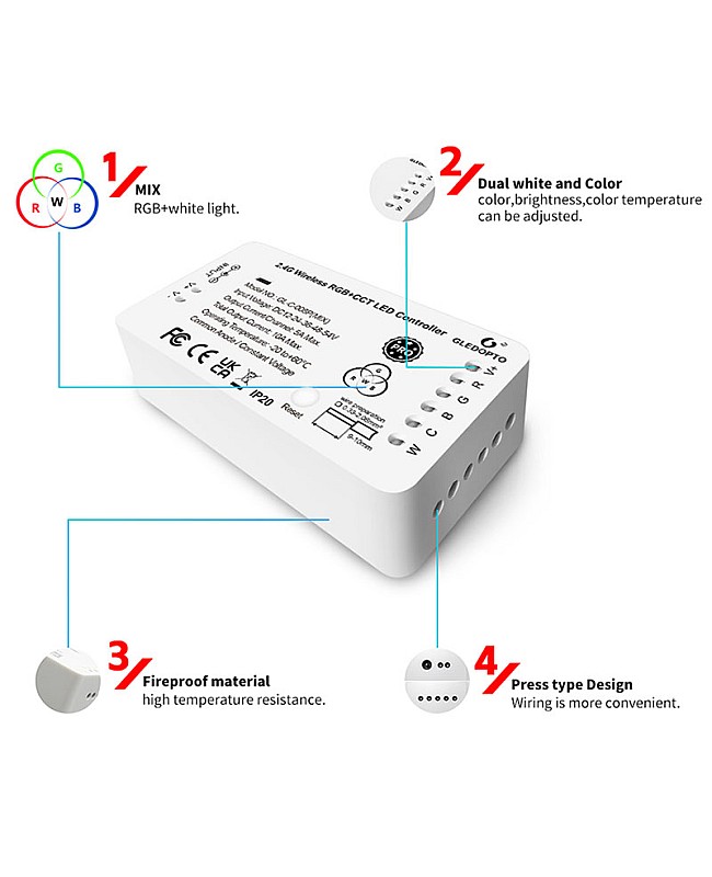 Zigbee 3.0 LED Strip Light RF Remote Controller