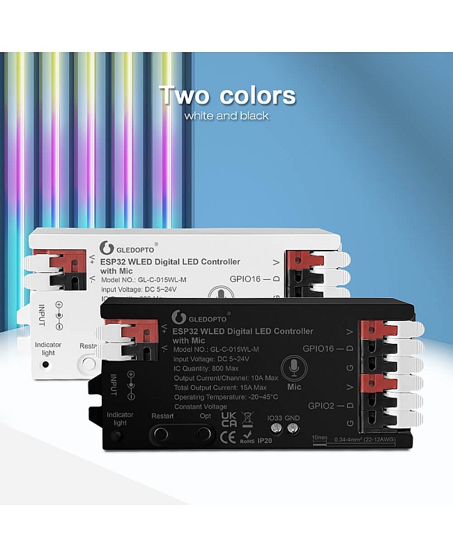 ESP32 LED controller black white colors available