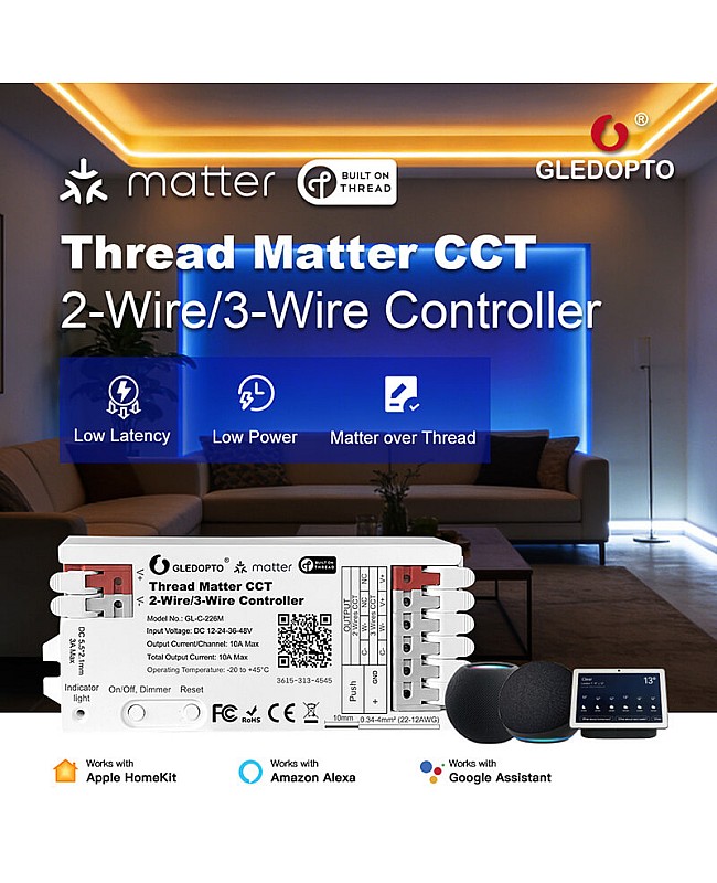 Thread matter 2 wire smart light dimmer
