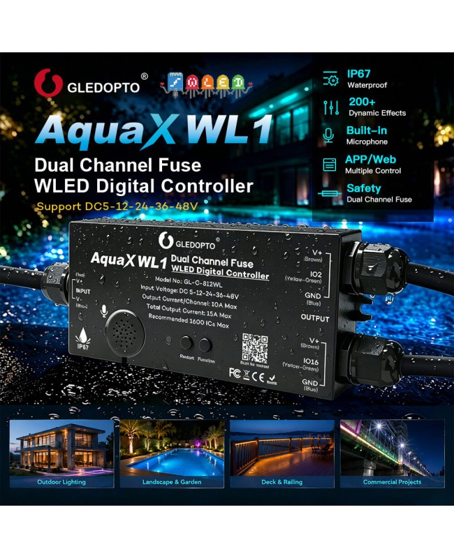 Gledopto dual channel fuse WLED waterproof controller