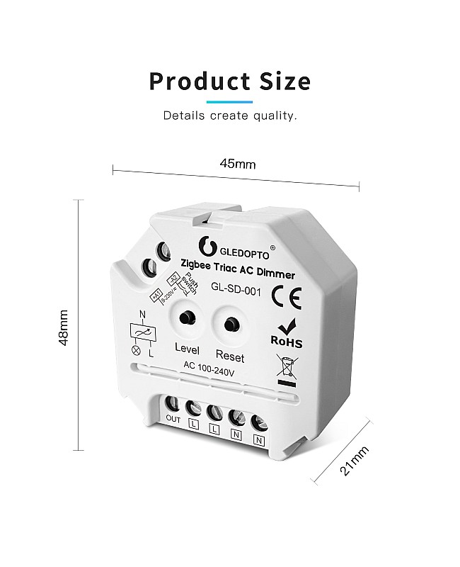 Gledopto Zigbee 3.0 Smart AC Triac LED Dimmer