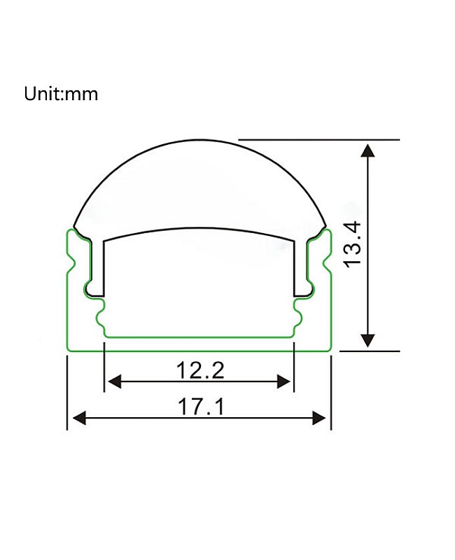 The size of slim LED profiles