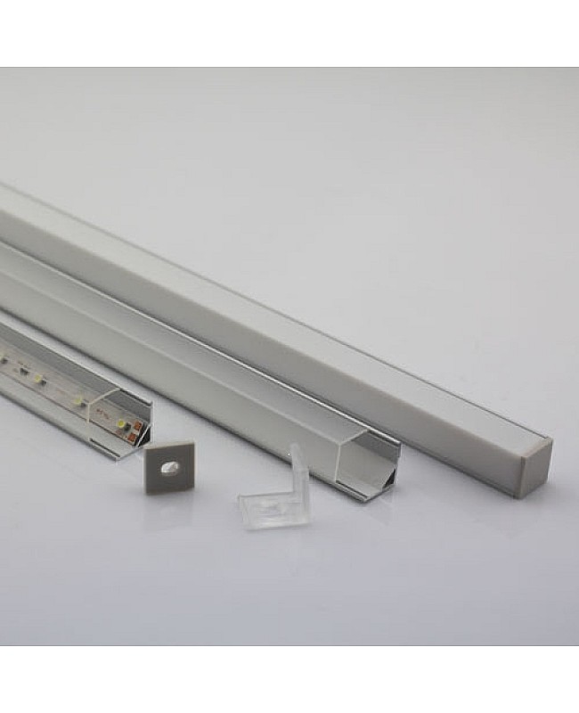 Corner-mounted LED profile with diffuser