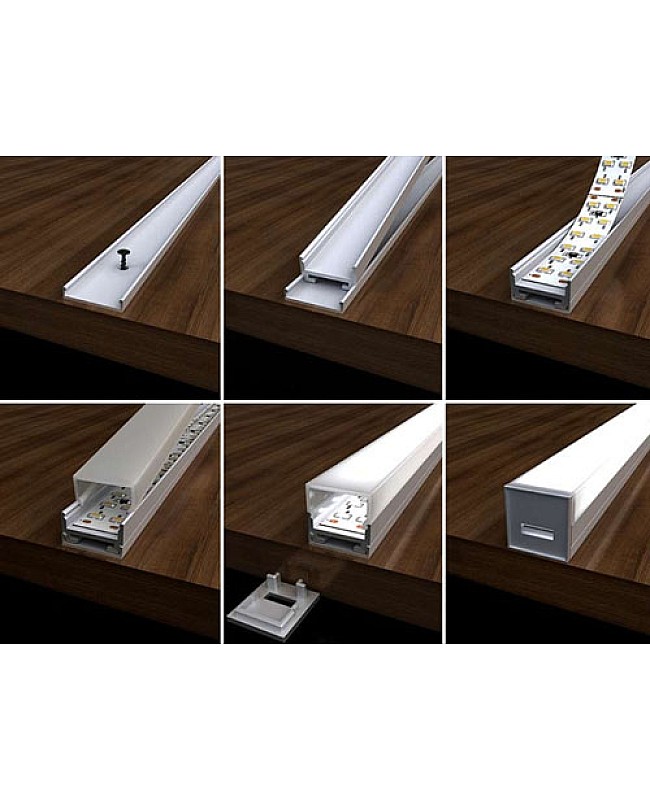 The steps of install the surface mounted aluminum LED profiles