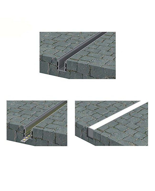 Heavy-duty recessed LED profiles for concrete floor