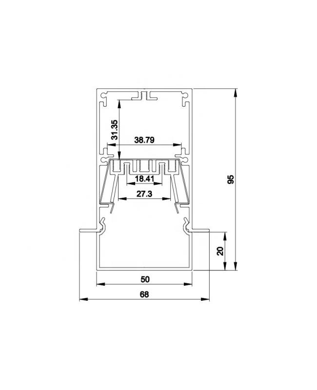 Recessed Aluminum Diffuser For LED Strip With Dropped Lens