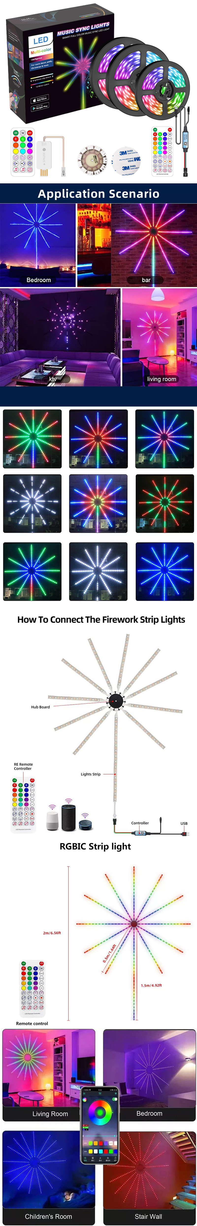 Programmable Led Strip Light Kit Music Sync Firework Style