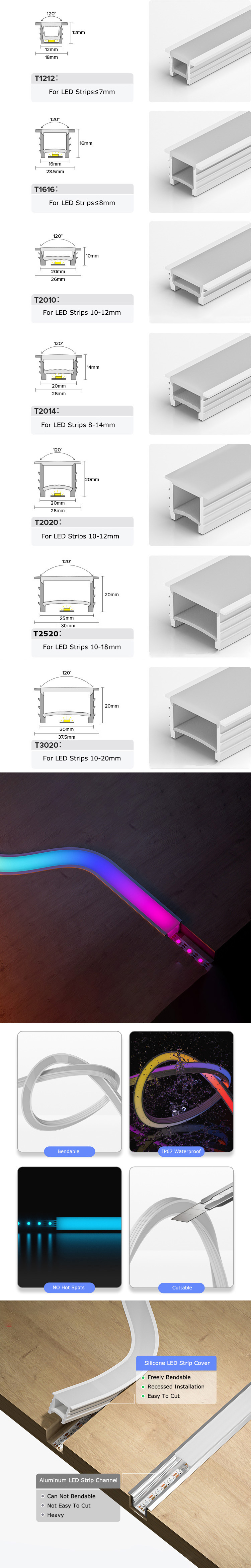 Bendable Waterproof Silicone LED Strip Light Cover