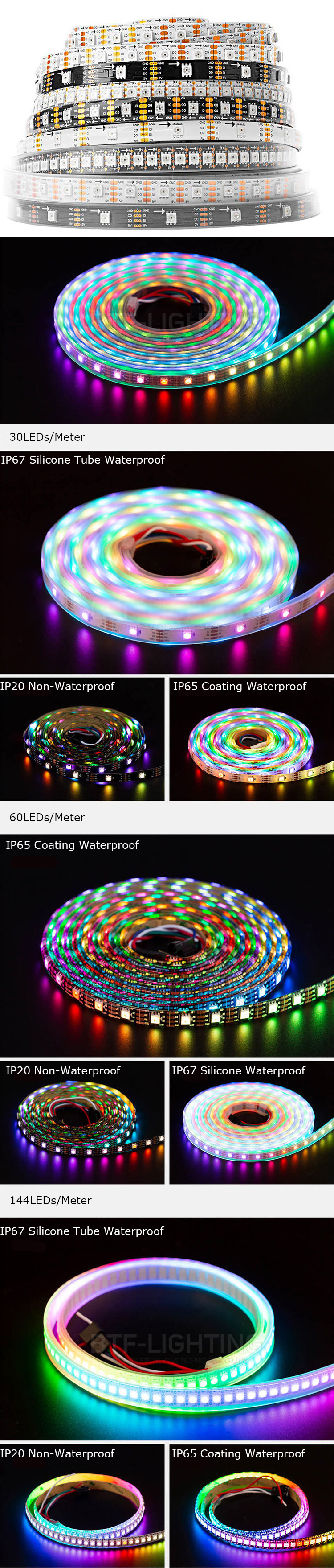 Individually Addressable Full Color SK9822 5V LED Strips