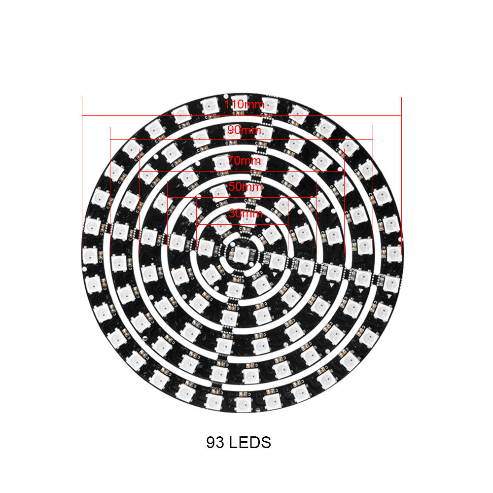 110mm Circular WS2812B addressable LED panel has 93 LEDs for decorative lighting projects