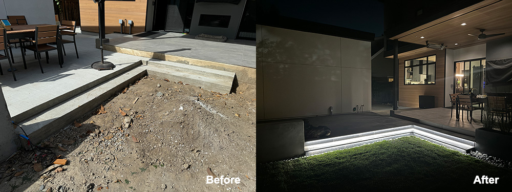 The appearance before and after install the tile LED channels
