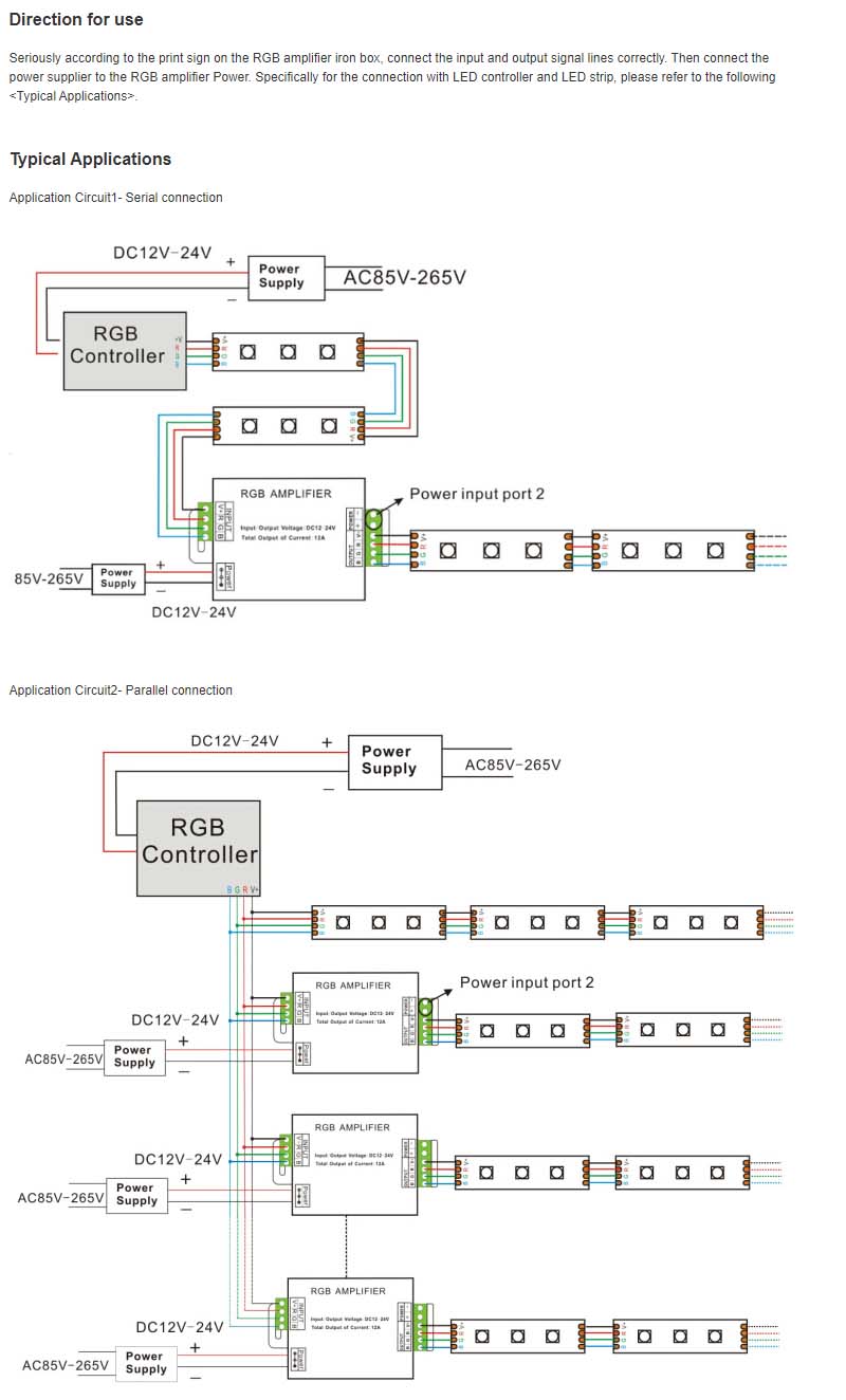 Led RGB Amplifier DC5V-24V 30A