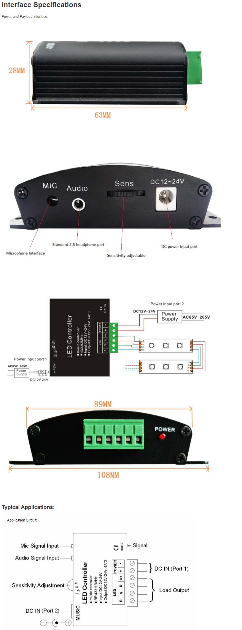 LED Sound Activated Controller 144W