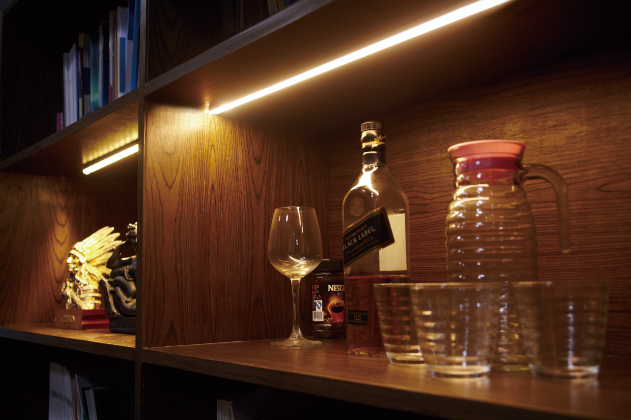 The U-shaped LED channel with a semi-round diffuser installed under the shelf provided bright, uniform illumination.