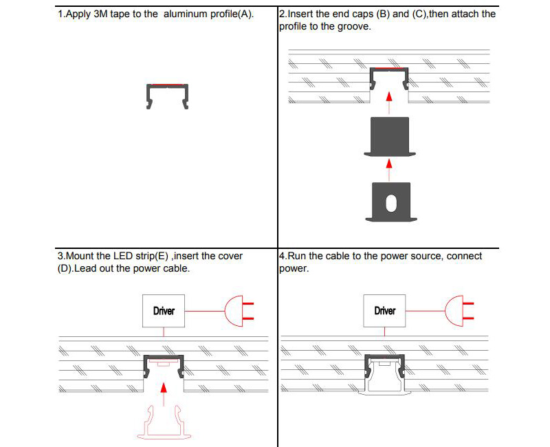 LED Profiles For Recessed Under Cabinet