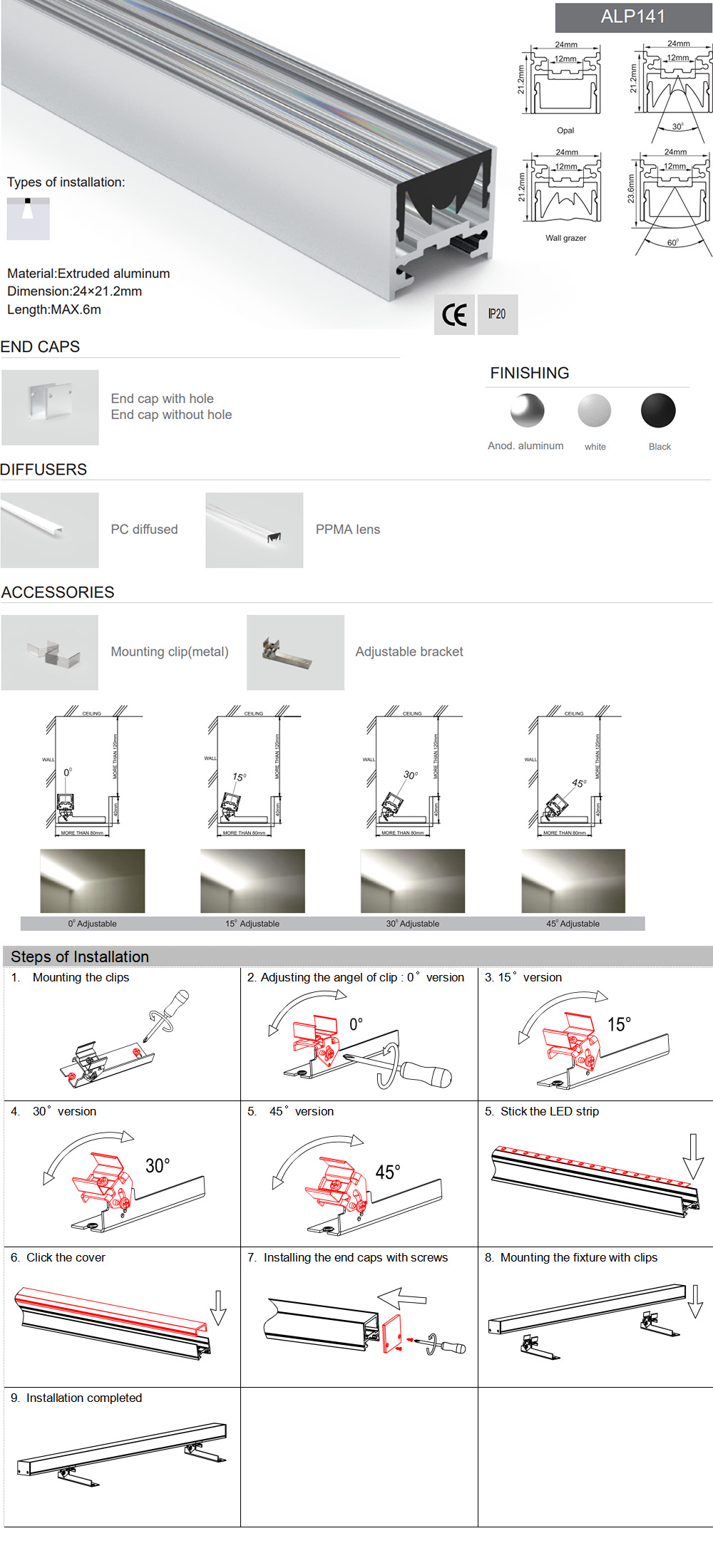 Cove Lighting Surface Mounted LED Profile For Strip Lights