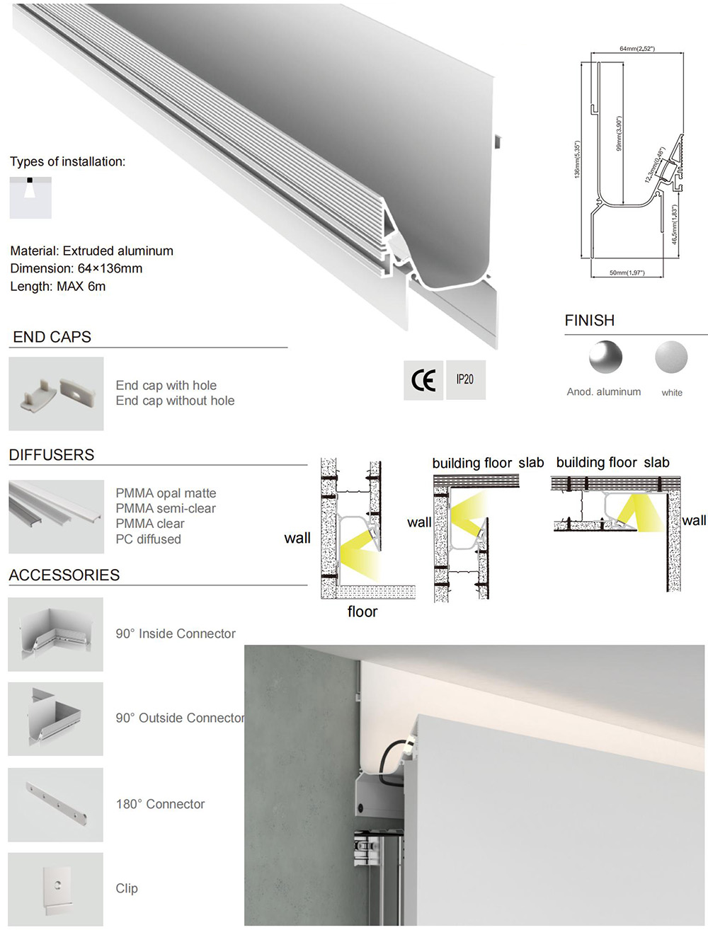 Sheetrock Indirect Cove Light Aluminum Profiles